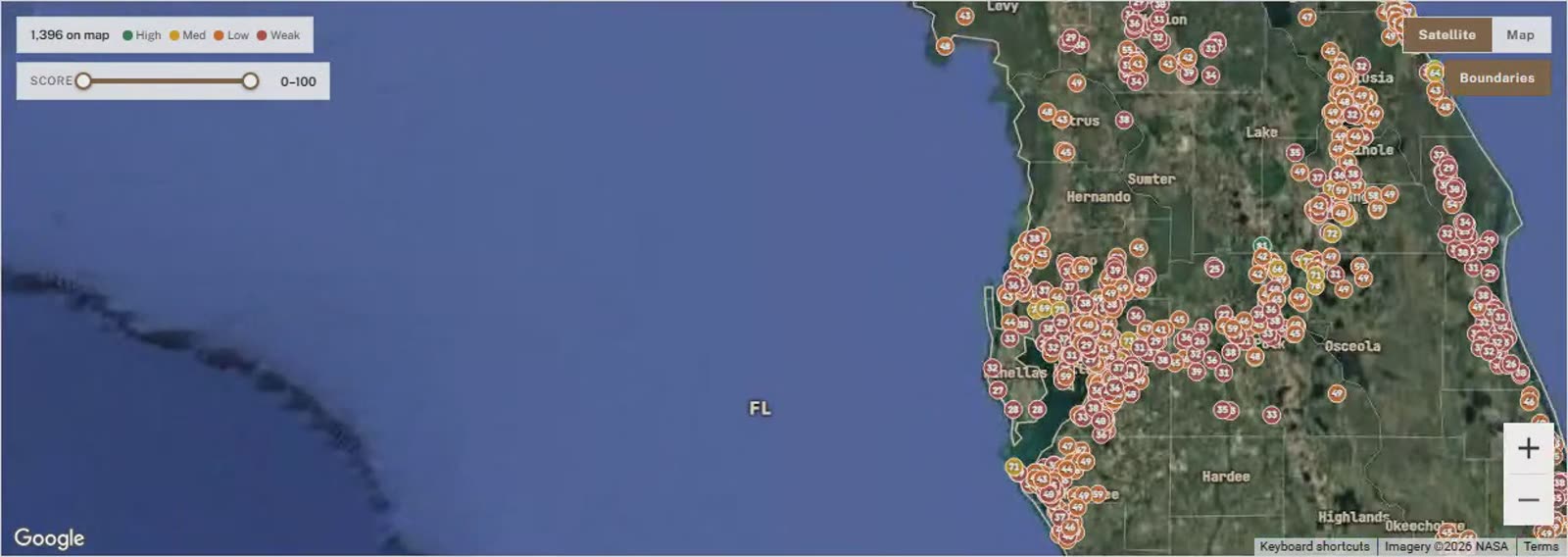 DeedScore map with scored parcels